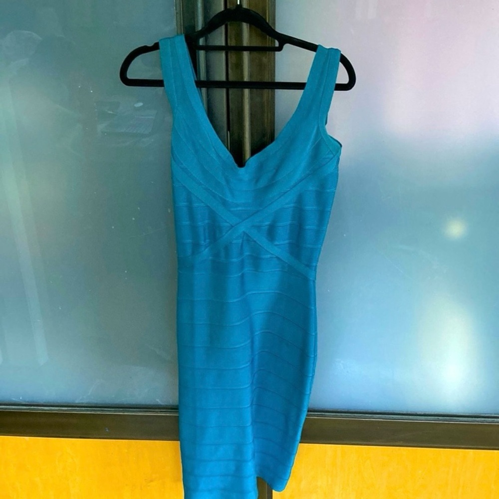 Herve Leger Teal Midi Dress - Picture 4 of 6